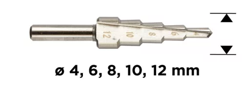 GRAPHITE Lépcsős fúró, HSS, 4-12mm 54T302