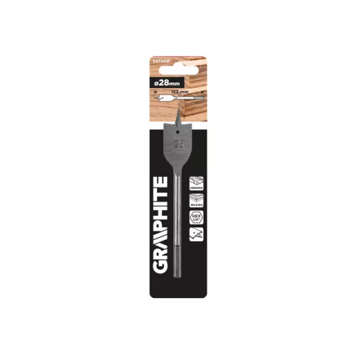 GRAPHITE Lapos marófúró, 1/4" hatszög szár, 28x152mm 54T509
