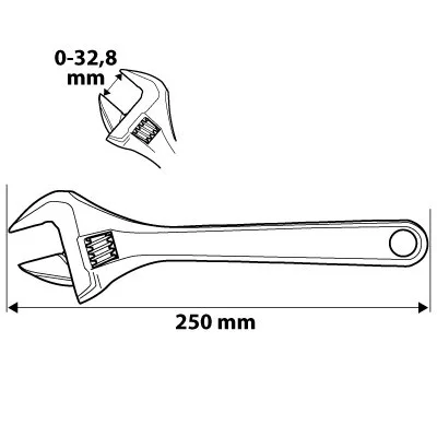 NEO TOOLS Állítható villáskulcs, csavarkulcs 250mm, 0-33mm 25 év garanciával 03-012
