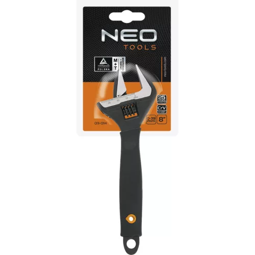 NEO TOOLS Állítható villáskulcs, csavarkulcs 200mm, 8", 39mm 25 év garanciával 03-014