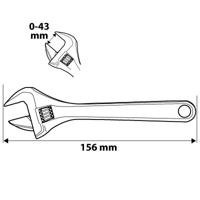 NEO TOOLS Állítható villáskulcs, csavarkulcs rövid, 156mm, 0-43mm 25 év garanciával 03-021