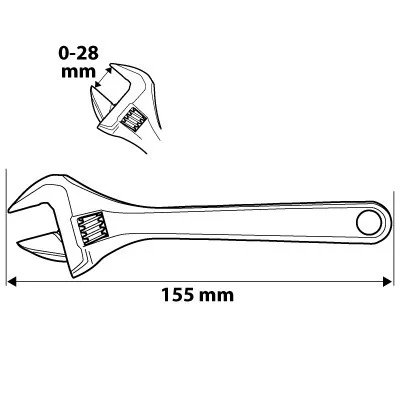 NEO TOOLS Állítható villáskulcs, csavarkulcs 155mm, 0-28mm 25 év garanciával 03-023