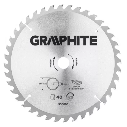 GRAPHITE Körfűrészlap keményfém fogakkal, 300x30mm, 40 fog 55H606