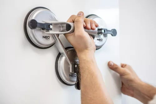 NEO TOOLS Vákumos táblaemelő, üveghez, csempéhez, lakkozott felületekhez, alumínium, hármas, 150kg 56-803