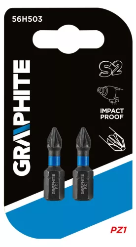 GRAPHITE Torziós ütvecsavarozó bit PZ1x25mm, 2db 56H503