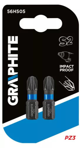GRAPHITE Torziós ütvecsavarozó bit PZ3x25mm, 2db 56H505