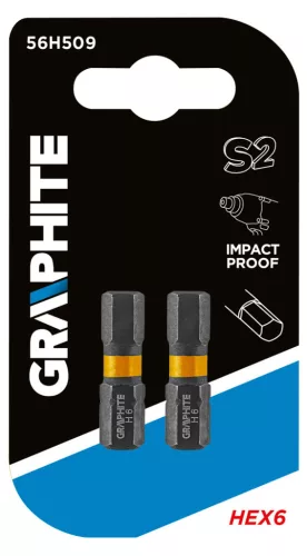 GRAPHITE Torziós ütvecsavarozó bit, hatlapú, 6x25mm, 2db 56H509