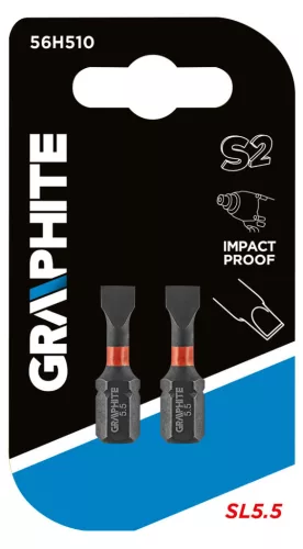 GRAPHITE Torziós ütvecsavarozó bit SL5.5x25mm, 2db 56H510