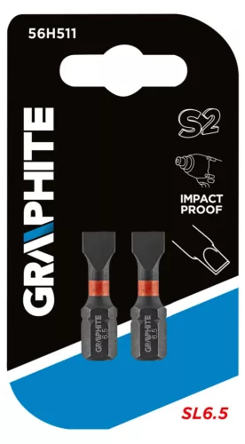 GRAPHITE Torziós ütvecsavarozó bit SL6.5x25mm, 2db 56H511