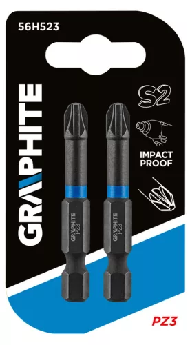 GRAPHITE Torziós ütvecsavarozó bit PZ3x50mm, 2db 56H523