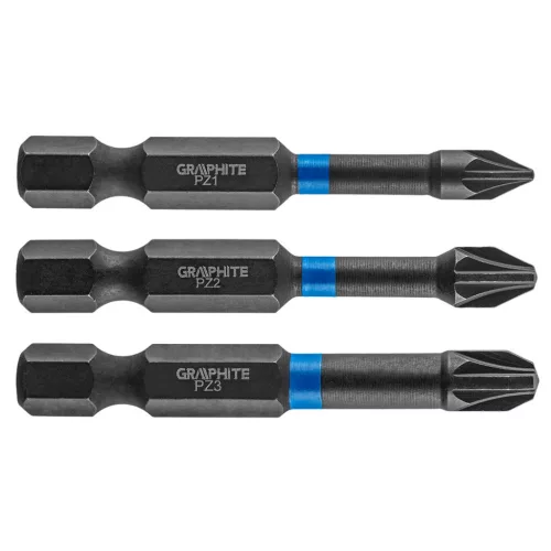 GRAPHITE Torziós ütvecsavarozó bit PZ1/2/3x50mm, 3db 56H542