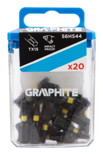 GRAPHITE Torziós ütvecsavarozó bit TX15 x 25mm, 20db 56H544