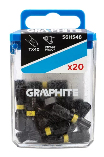 GRAPHITE Torziós ütvecsavarozó bit TX40x25mm, 20db 56H548