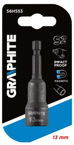 GRAPHITE Csavarbehajtó ütvecsavarozókhoz, hatlapú, mágneses, 13mm 56H553