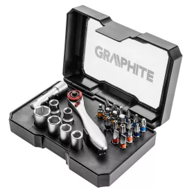 GRAPHITE Dugókulcskészlet + bitkészlet, 26db 56H604