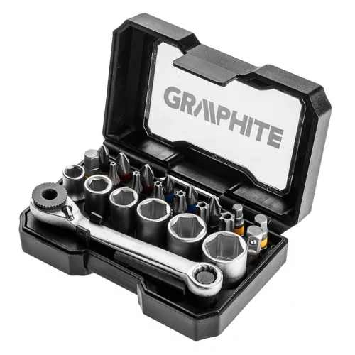 GRAPHITE Dugókulcskészlet és csavarhúzó bitkészlet, 24db 56H610