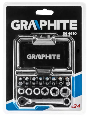 GRAPHITE Dugókulcskészlet és csavarhúzó bitkészlet, 24db 56H610
