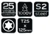 NEO TOOLS Csavarhúzó szigetelt, 1000V, T25 x 125mm 04-074
