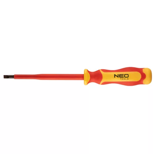 NEO TOOLS Csavarhúzó lapos, 1000V, szigetelt, 1x5,5x125mm, S2 acél 25 év garanciával 04-133