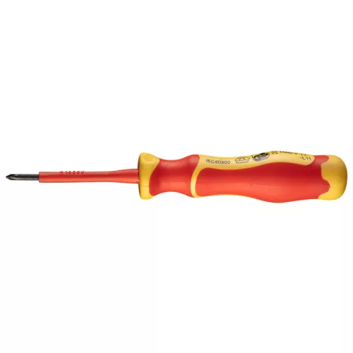 NEO TOOLS Csavarhúzó PH 1000V, szigetelt, PH0x3x60mm, S2 acél 25 év garanciával 04-137