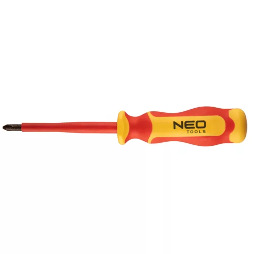NEO TOOLS Csavarhúzó PH 1000V, szigetelt, PH2x6x100mm, S2 acél 25 év garanciával 04-139
