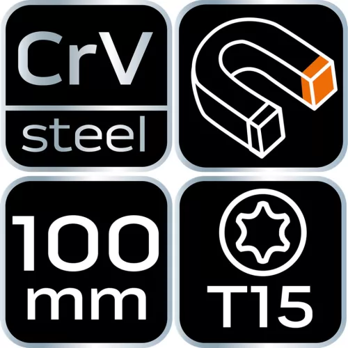 NEO TOOLS Csavarhúzó TORX T15x100mm 25 év garanciával 04-187