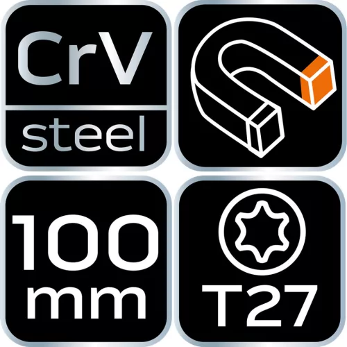 NEO TOOLS Csavarhúzó TORX T27x100mm 25 év garanciával 04-190