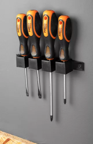 NEO TOOLS Csavarhúzó készlet, fali tartóval, 4db 25 év garanciával 04-191