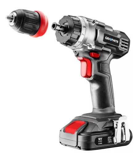 GRAPHITE Akkus fúró csavarozó Energy+ 18V, 10mm gyorstokmány, levehető fúrótokmány, akku nélkül!!! 3 év garanciával 58G022