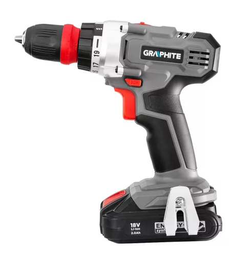 GRAPHITE Akkus fúró Energy+, 2db akku+töltő!, 18V/2Ah, levehető fúrótokmány 10mm, koffer 3 év garanciával 58G022-SET2