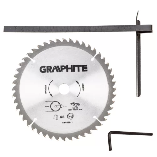 GRAPHITE Körfűrész 1200 W, 185mm, vágásmélység: 65/43mm, tartozék: párhuzamvezető, tartalék vágótárcsa, koffer 3 év garanciával 58G488