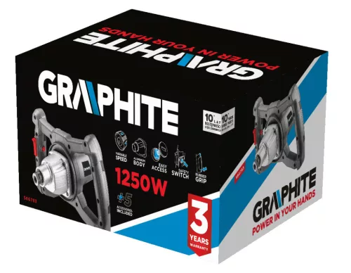 GRAPHITE Keverőgép 1250W, 400-800 /perc 3 év garanciával 58G783