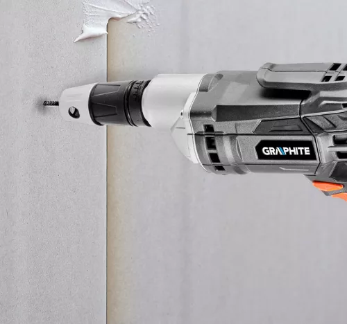 GRAPHITE Csavarozógép, gipszkartonhoz/építőlemezekhez, kuplungos 230V/520W, 0-4200 fordulat/perc, hordtáska 3 év garanciával 58G794