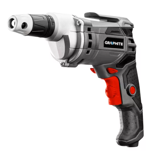 GRAPHITE Csavarozógép, gipszkartonhoz/építőlemezekhez, kuplungos 230V/520W, 0-4200 fordulat/perc, hordtáska 3 év garanciával 58G794