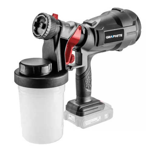 GRAPHITE Akkus festékszóró pisztoly HVLP Energy+, 18V, max. viszkozitás 60DIN, 700ml/p, 243W, akku nélkül!!! 3 év garanciával 58GE103
