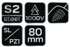 NEO TOOLS Csavarhúzó SL/PZ1 80mm, 1000V, szigetelt 04-219