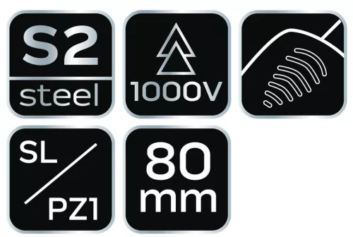 NEO TOOLS Csavarhúzó SL/PZ1 80mm, 1000V, szigetelt 04-219