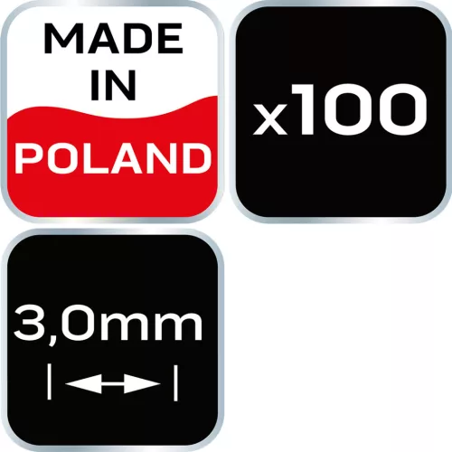 NEO TOOLS Hézagoló-, fugakereszt körmerevítéssel 3,0mm, 100db 61-116