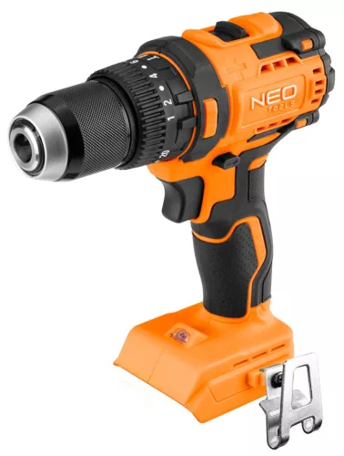 NEO TOOLS Akkus szénkefementes fúró, csavarozó, ütvefúró, Energy+, 18V Kompakt méret, 13mm fém tokmány, akku nélkül 3 év garanciával 04-619