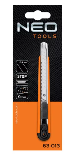 NEO TOOLS Törhető pengés kés 9mm, fém vezetősín 63-013