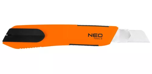 NEO TOOLS Törhető pengés kés 18mm, puha markolat, fém vezetősín 63-060