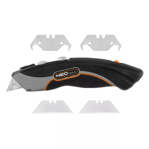 NEO TOOLS Trapézpengés kés, fémházas  6db kampós és trapéz pengével 63-700