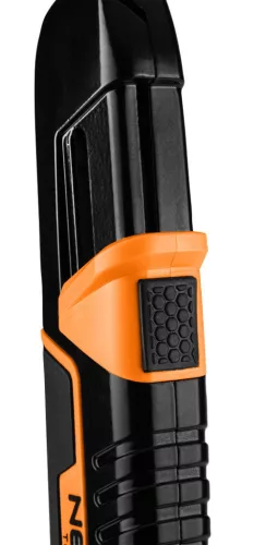 NEO TOOLS Trapézpengés kés, biztonsági, rugós pengevisszahúzóval, alu házas 63-704