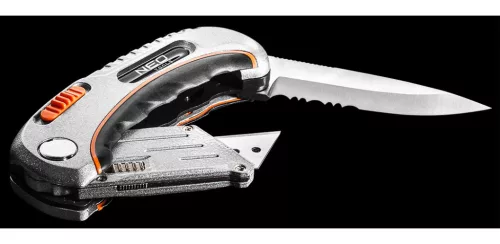 NEO TOOLS Trapézpengés összecsukható sniccer + kés, 5 pengével 63-710
