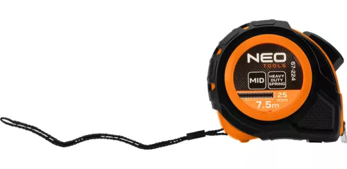 NEO TOOLS Mérőszalag 7,5 m/25 mm, acél, autostop + rögzítő 67-224