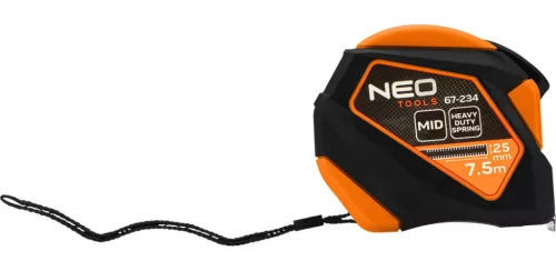 NEO TOOLS Mérőszalag, 7,5m/25mm, acél, mágneses, autostop+ rögzítő 67-234