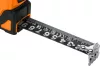 NEO TOOLS Mérőszalag, 5m/19mm, erősített rugós, acél, fekete szalag fehér nagyított skálával, mágneses, autostop+rögzítő 67-242