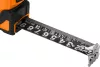 NEO TOOLS Mérőszalag, 5m/25mm, erősített rugós, acél, fekete szalag fehér nagyított skálával, mágneses, autostop+rögzítő 67-243