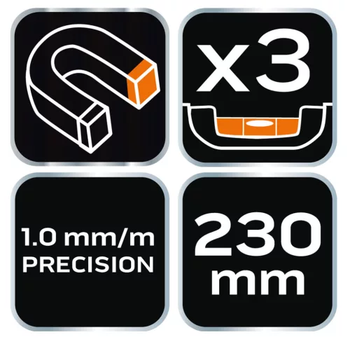 NEO TOOLS Torpedó vízmérték 230mm, mágneses 71-002