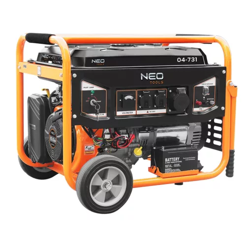 NEO TOOLS Áramfejlesztő, generátor, 6-6.5KW, 4 ütemű benzinmotorral 3 év garanciával 04-731